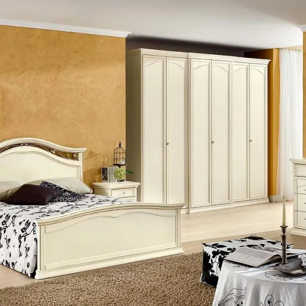 Letto classico in legno laccato bianco Ambra di Dal Cin