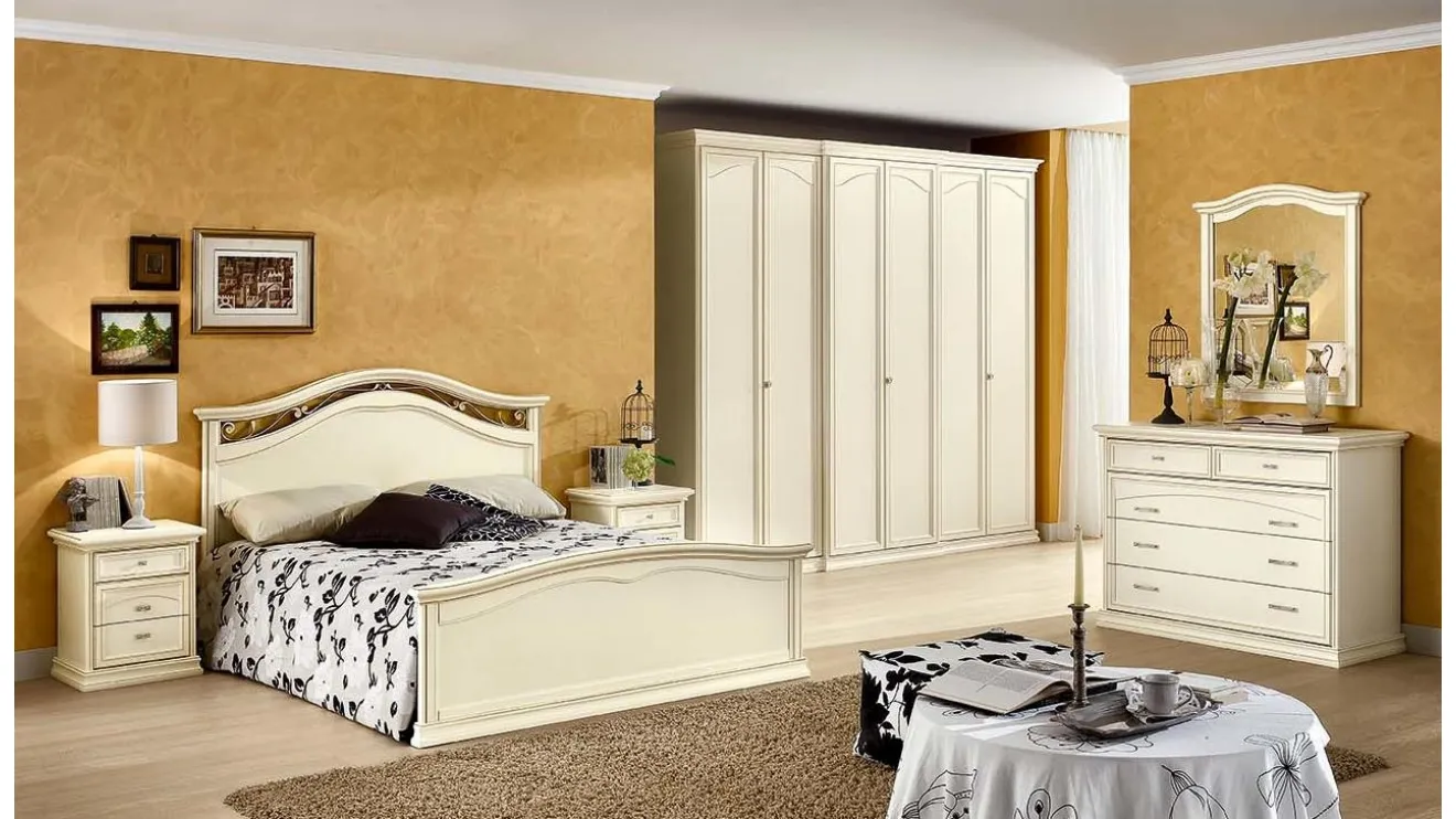 Letto classico in legno laccato bianco Ambra di Dal Cin