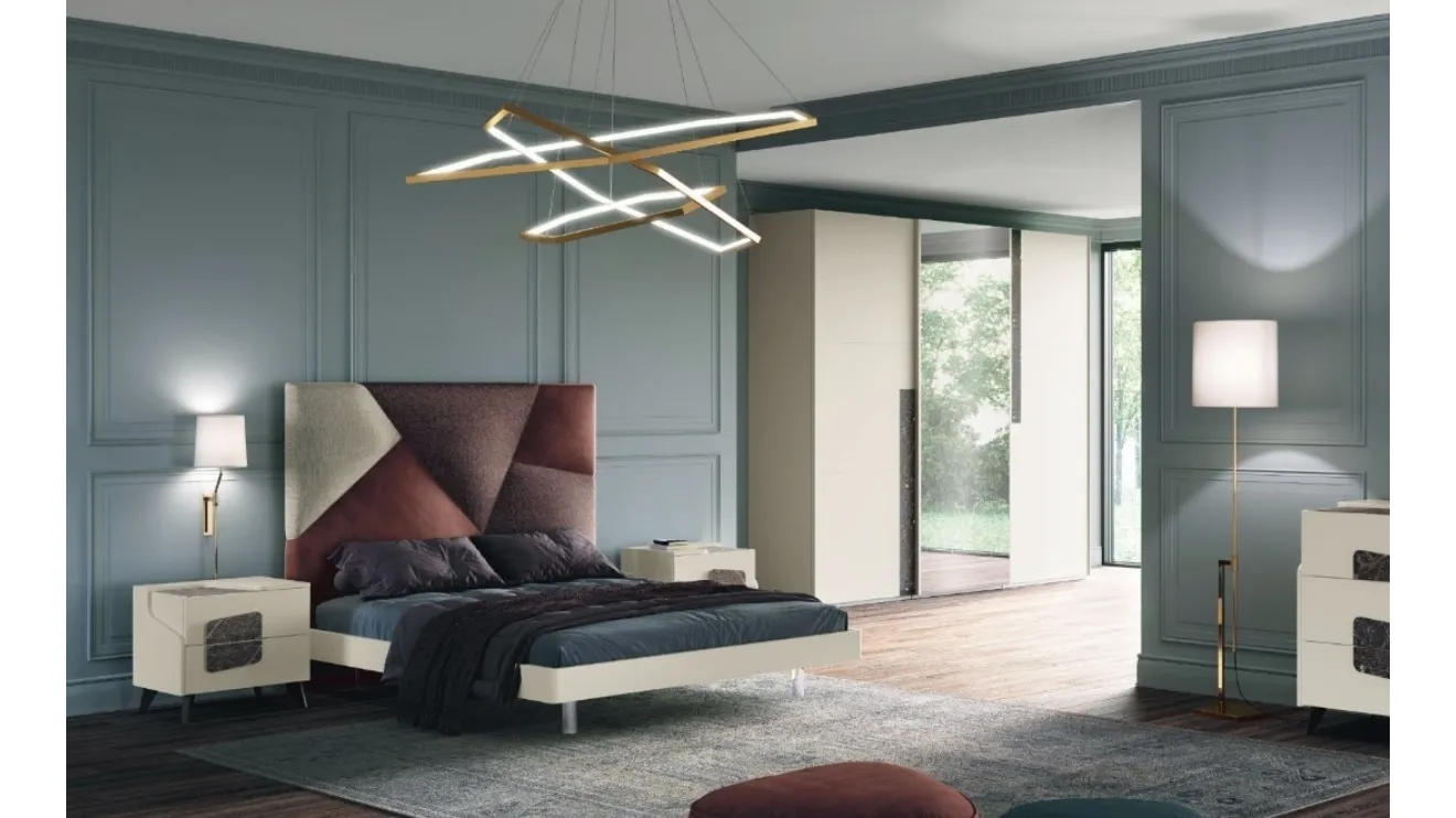 Letto Chanel 03 con testiera in tessuto imbottito di Dal Cin