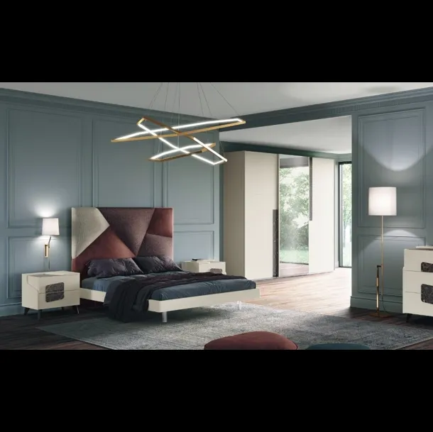 Letto Chanel 03 con testiera in tessuto imbottito di Dal Cin