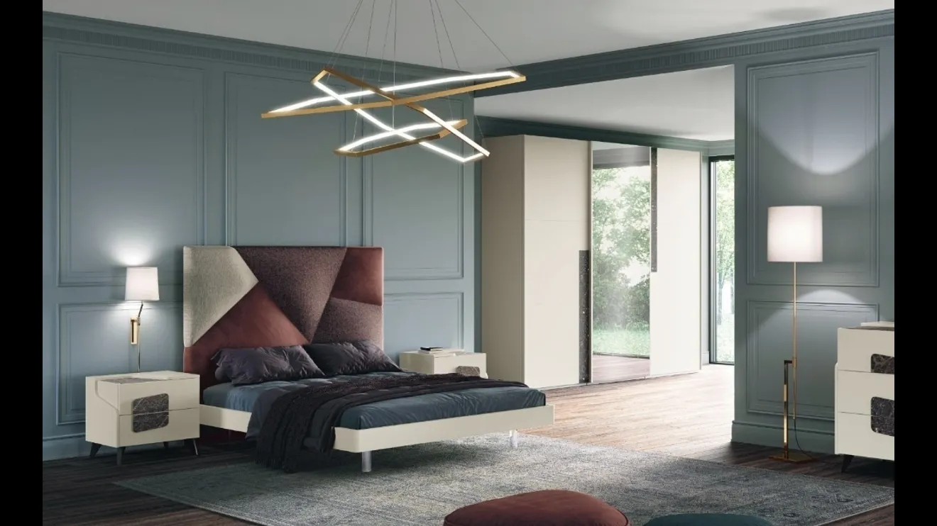 Letto Chanel 03 con testiera in tessuto imbottito di Dal Cin