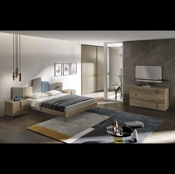 Letto Filup 16 con testiera in tessuto, ecopelle e legno di Dal Cin