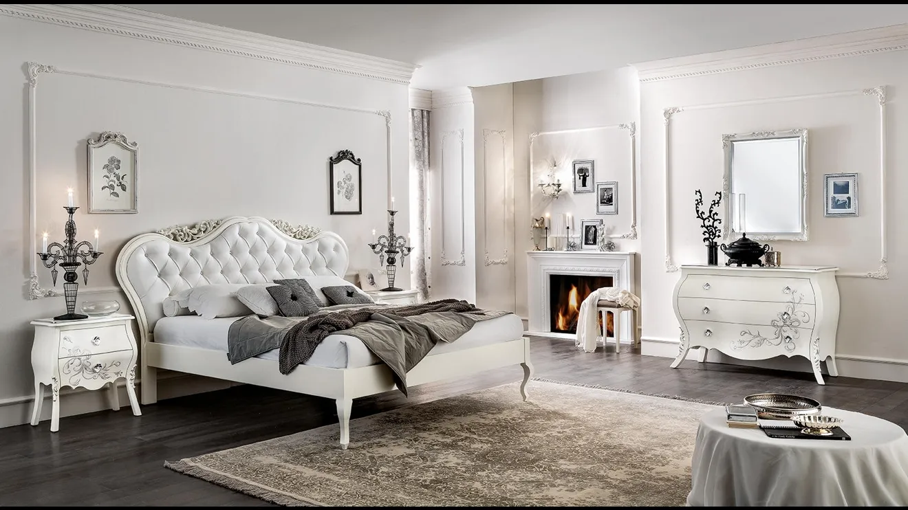 Letto Le Gemme in pelle e legno laccato di Dal Cin