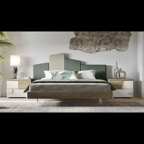 Letto Filup 24 con testiera in ecopelle e tessuto di Dal Cin