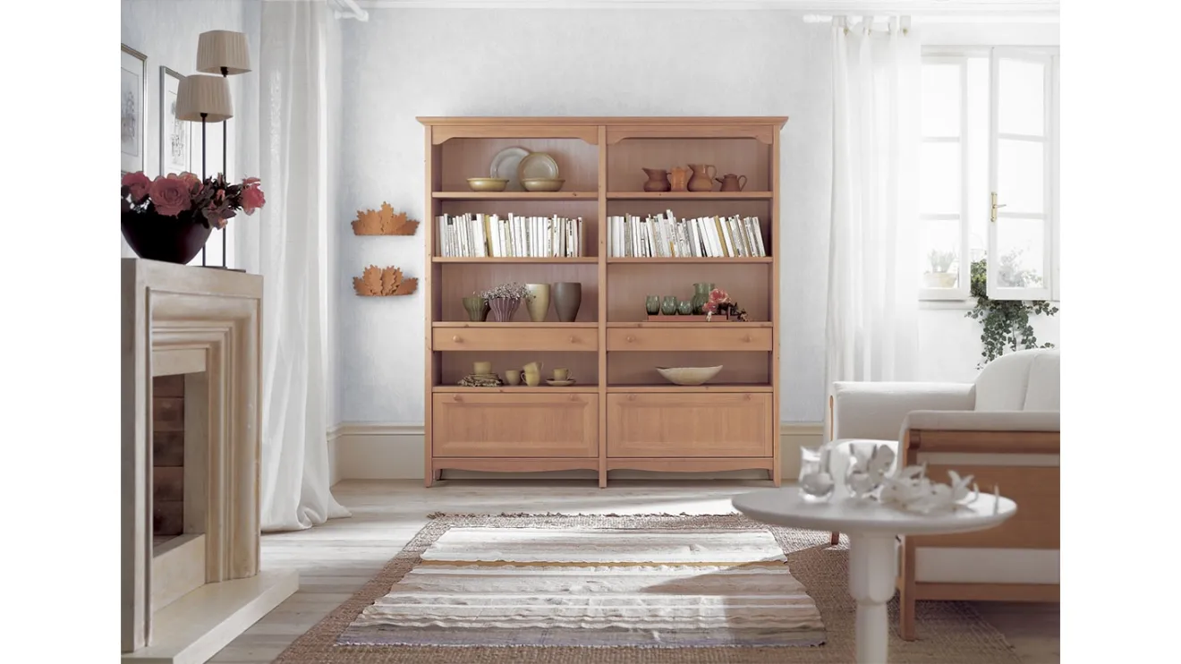 Libreria a muro in legno Composizione 116 di Tempora Country