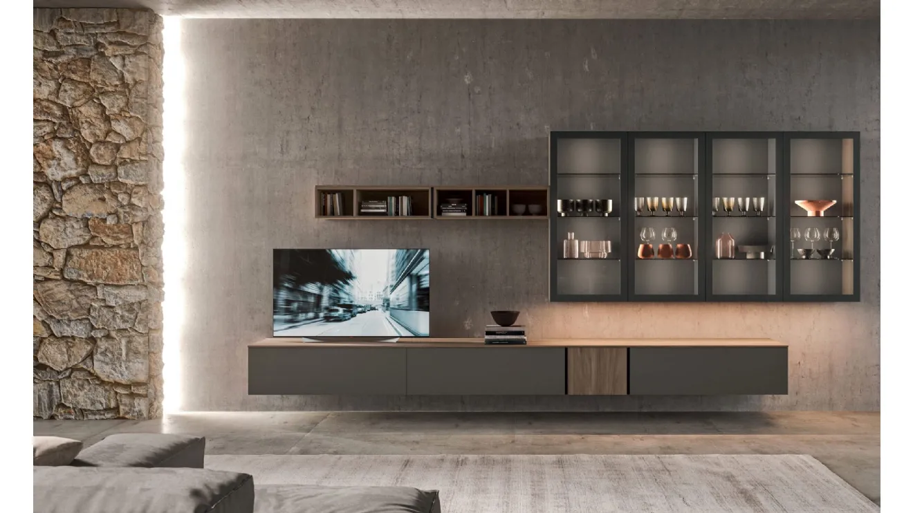 Parete Attrezzata sospesa Living T01 di Gentili Cucine