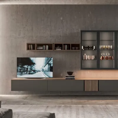 Parete Attrezzata sospesa Living T01 di Gentili Cucine