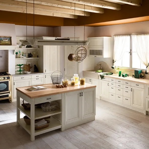 Cucina Classica ad angolo con isola Country di Tempora Country