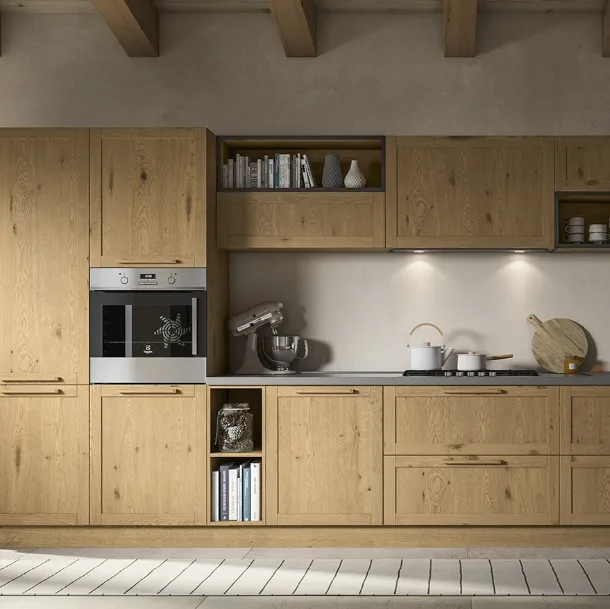 Cucina Moderna lineare Wood Mood 061 di Linea3