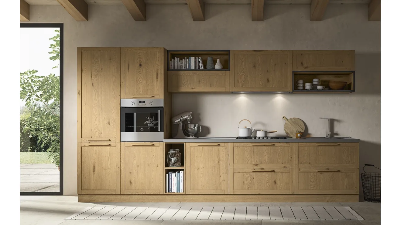 Cucina Moderna lineare Wood Mood 061 di Linea3
