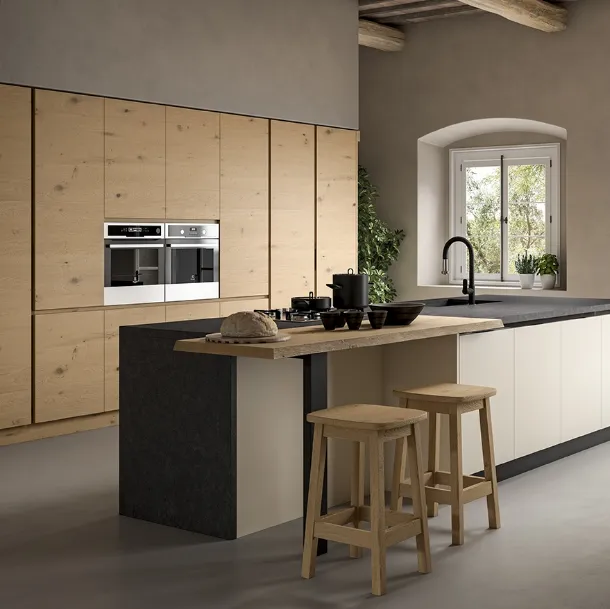 Cucina Moderna con isola Wood Mood 066 di Linea3