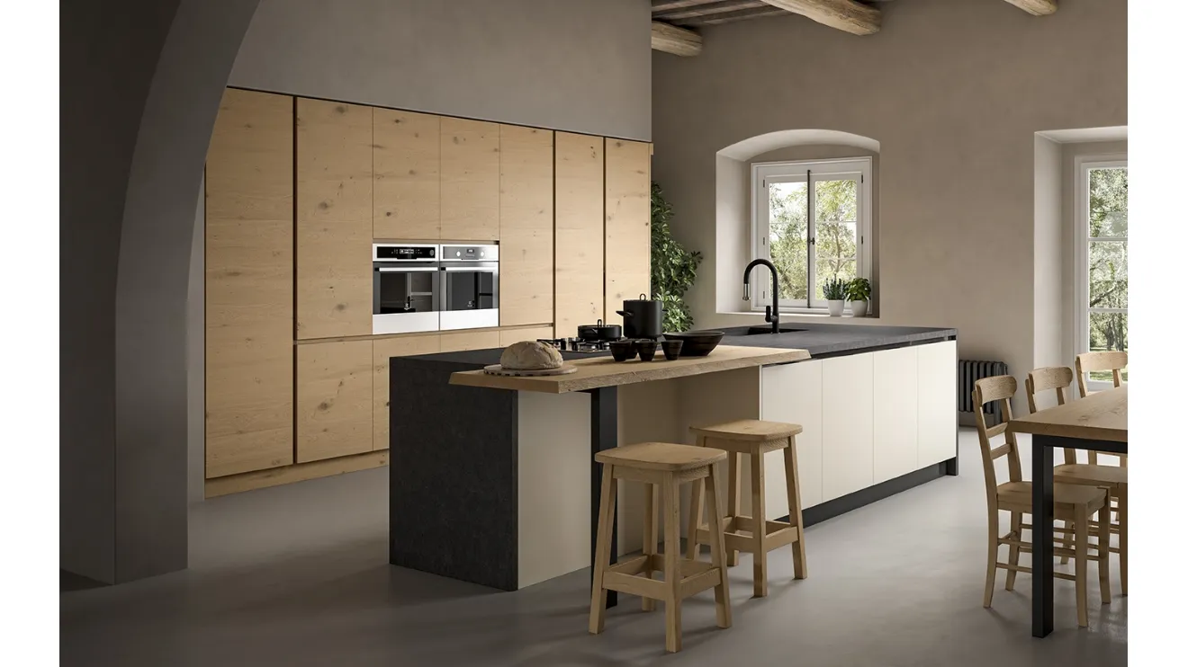 Cucina Moderna con isola Wood Mood 066 di Linea3