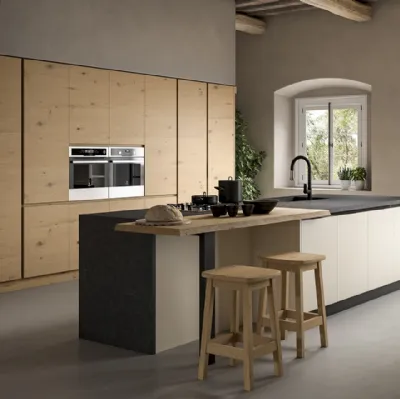 Cucina Moderna con isola Wood Mood 066 di Linea3